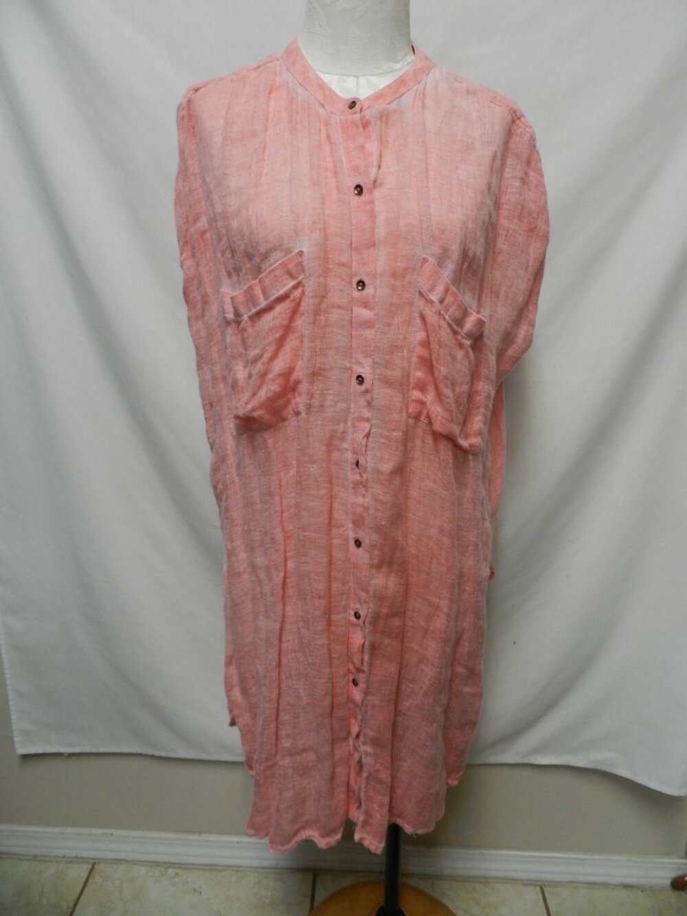 Holding Horses Anthropologie 100% Linen maxi tunic shirt dress cover-up Size XL